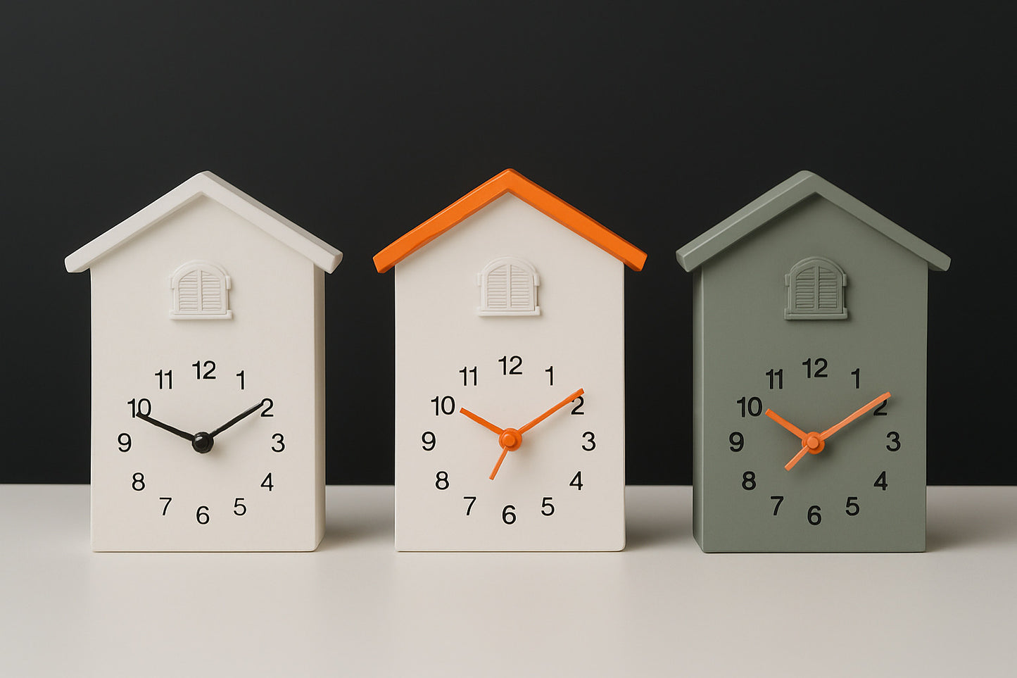 Set of Playful House-Shaped Clocks