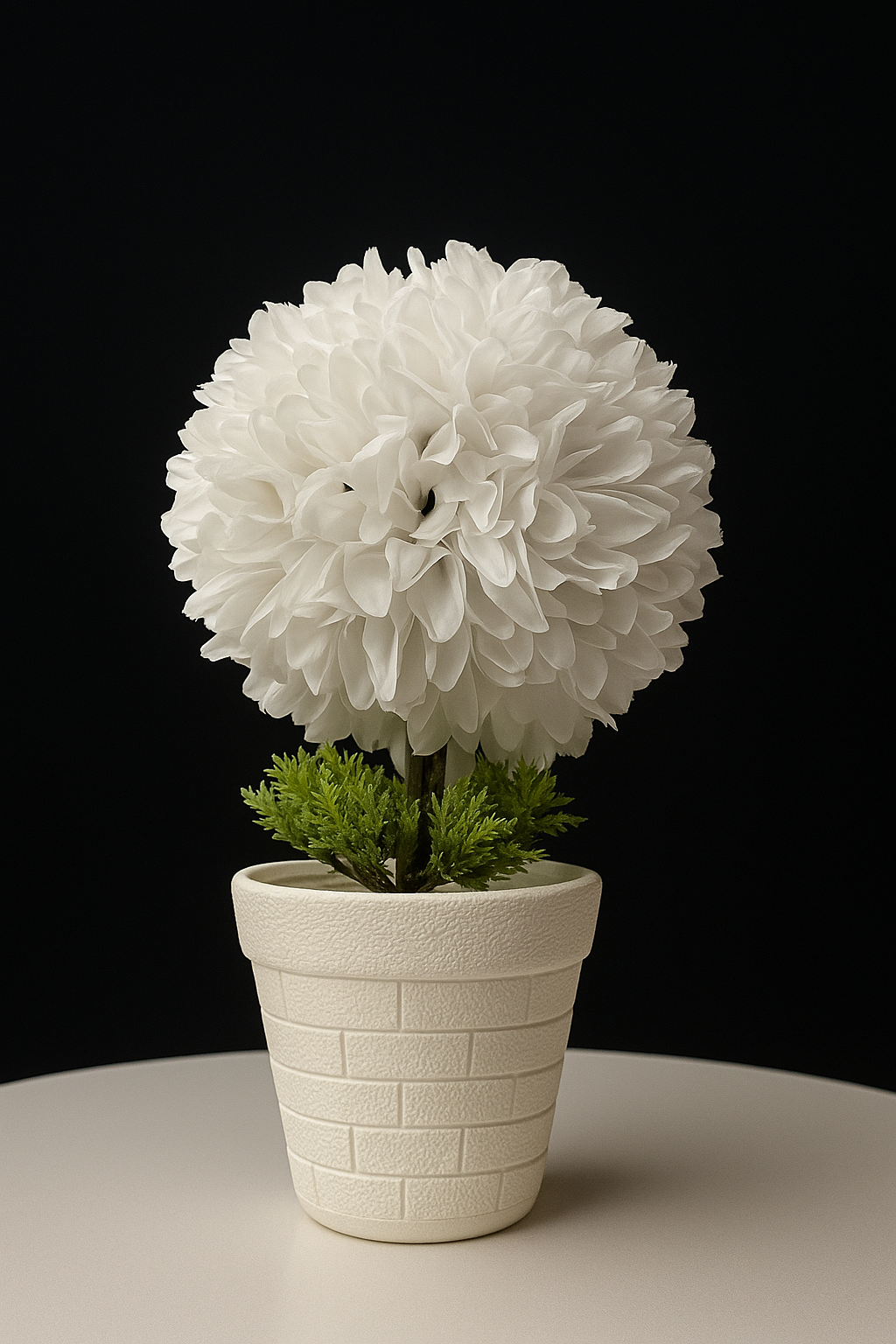 Artificial boll shape flower with pot