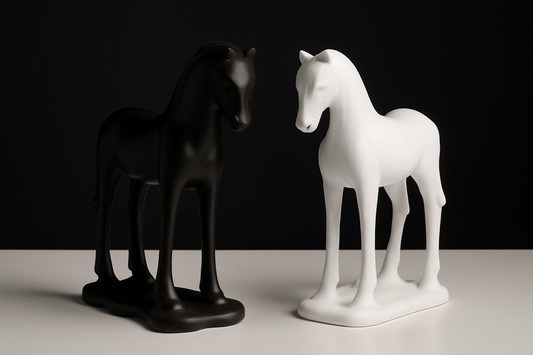 The Elegant Contrast: Black and White Horse Sculptures