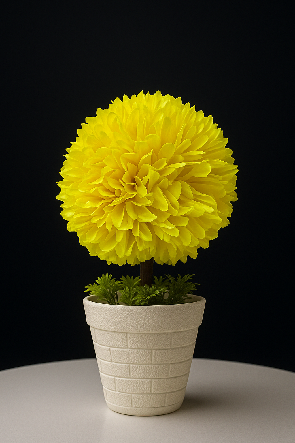 Artificial boll shape flower with pot