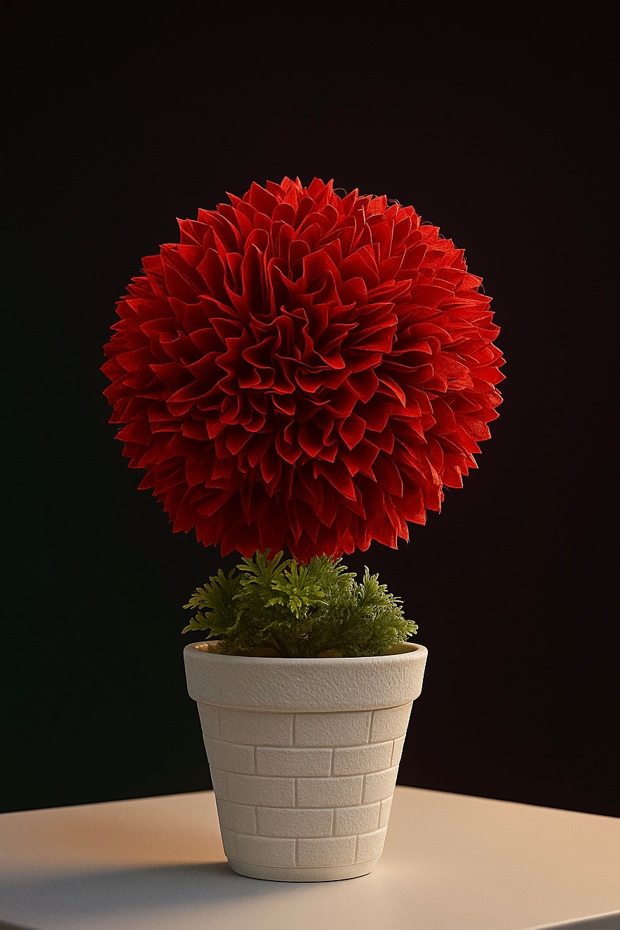Artificial boll shape flower with pot