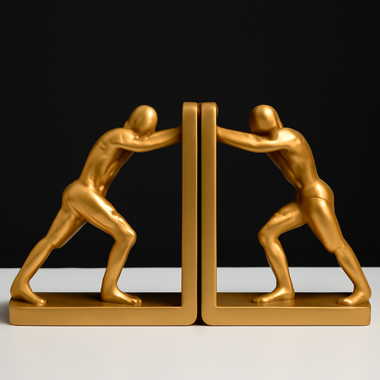 Gold-Toned Muscular Bookends