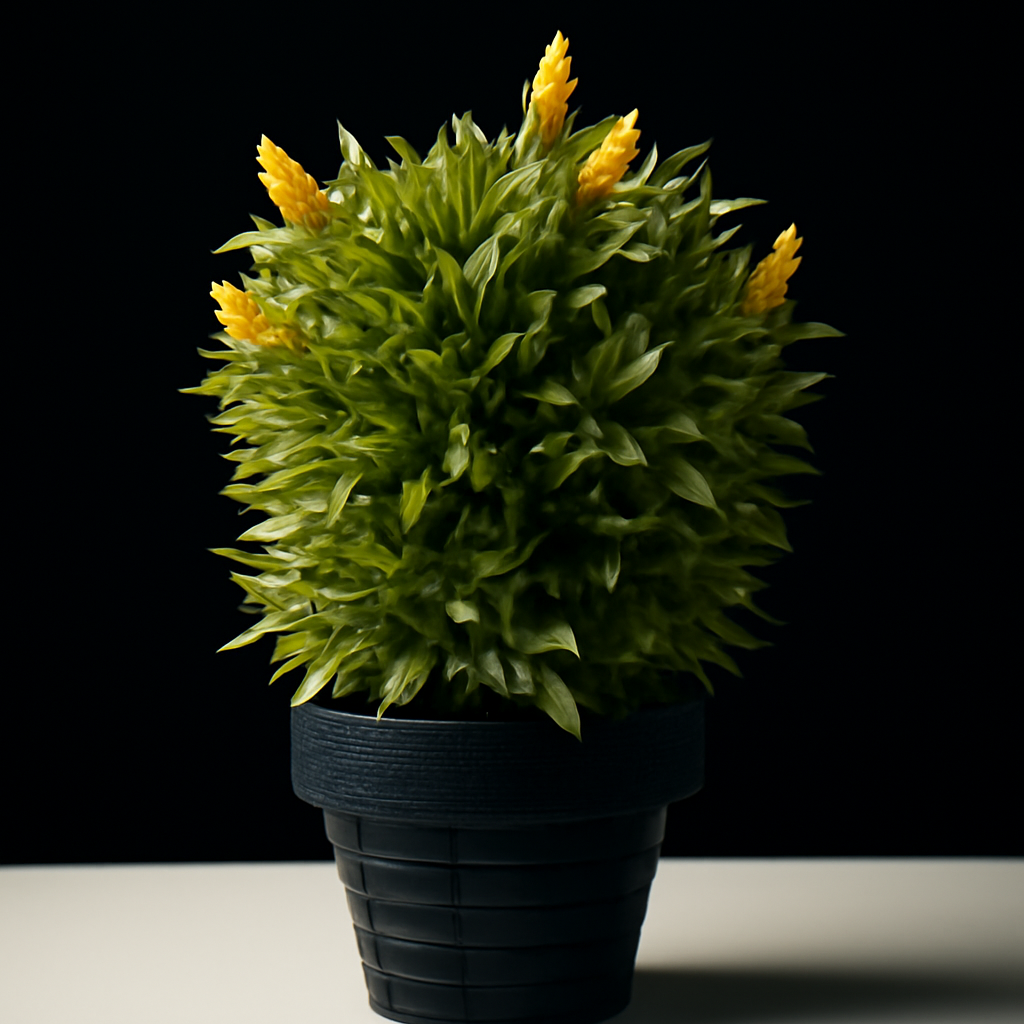 Modern Decorative Potted Plant with Yellow Buds